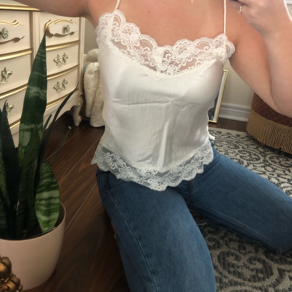White Lace Camisole - Size S Y2K Vintage Sirens